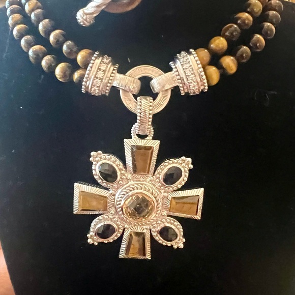 Judith Ripka Elegant Tigers Eye Necklace with Enhancer - Picture 2 of 6